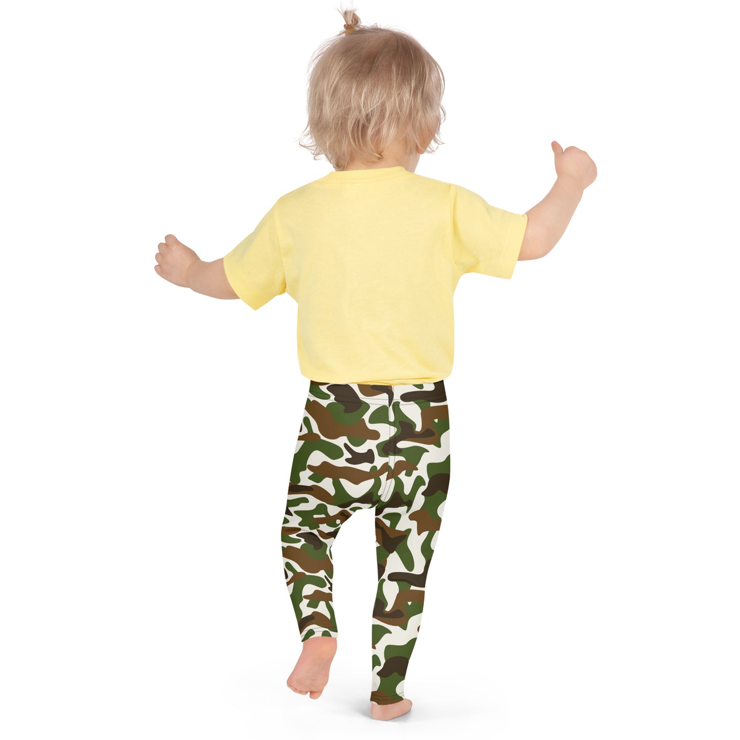 Kid's Leggings  - Beige Brown & White Camouflage