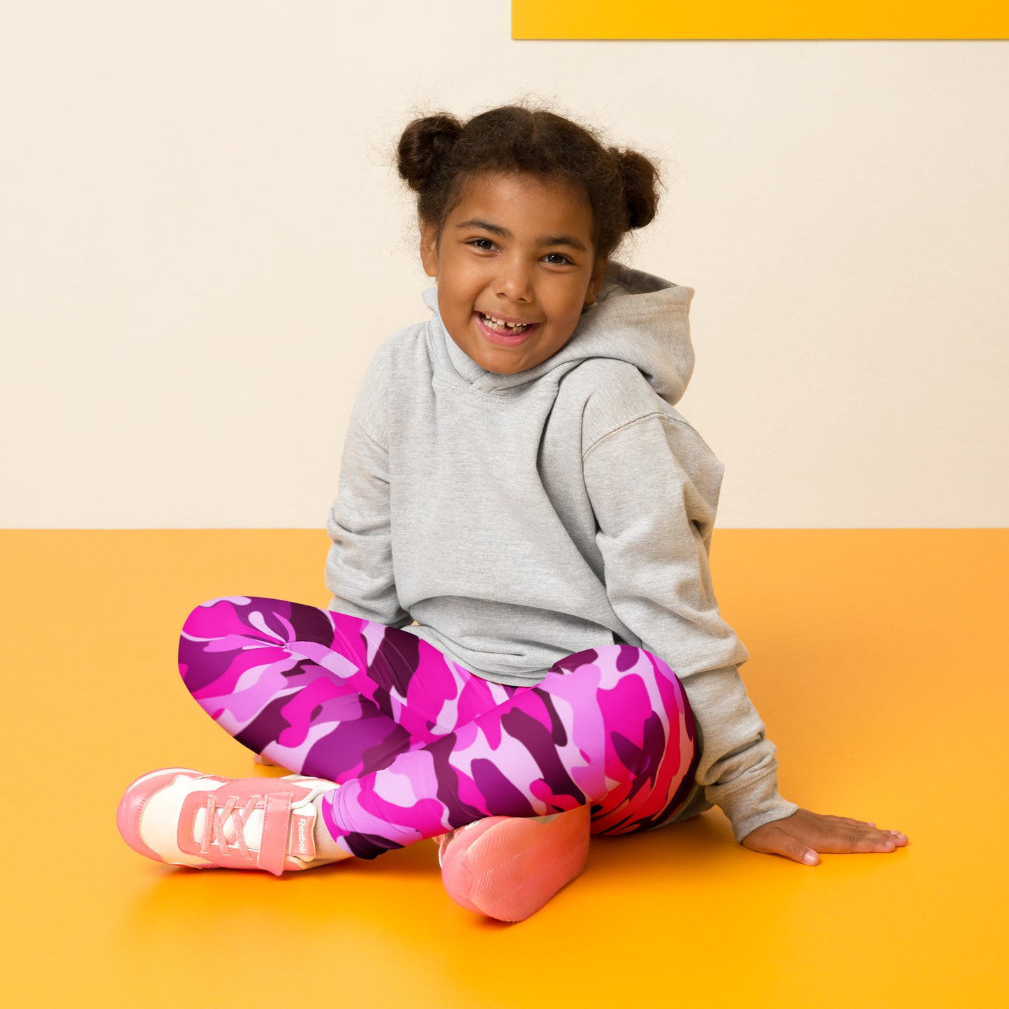 Kid's Leggings - Bright Pink Camouflage