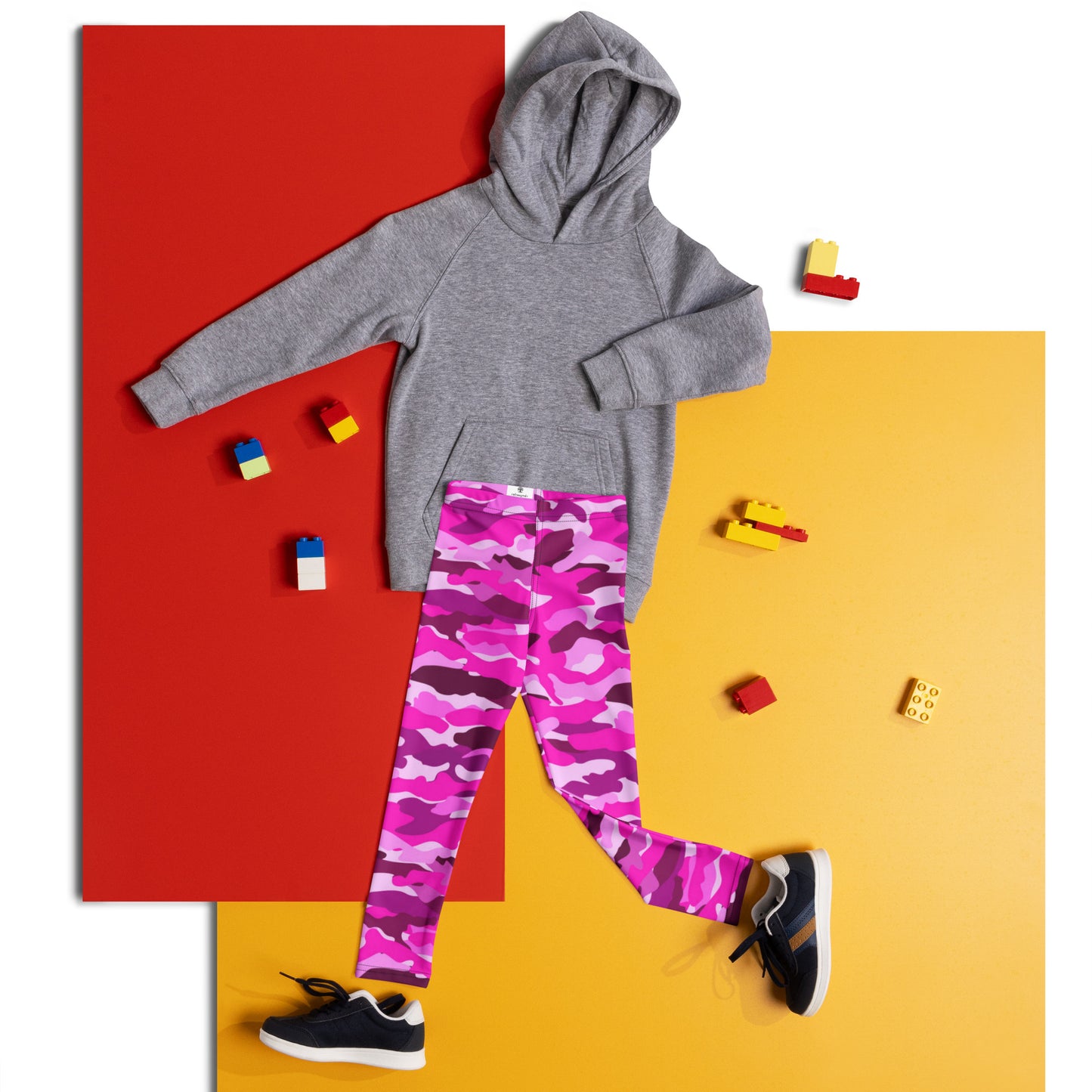 Kid's Leggings - Bright Pink Camouflage