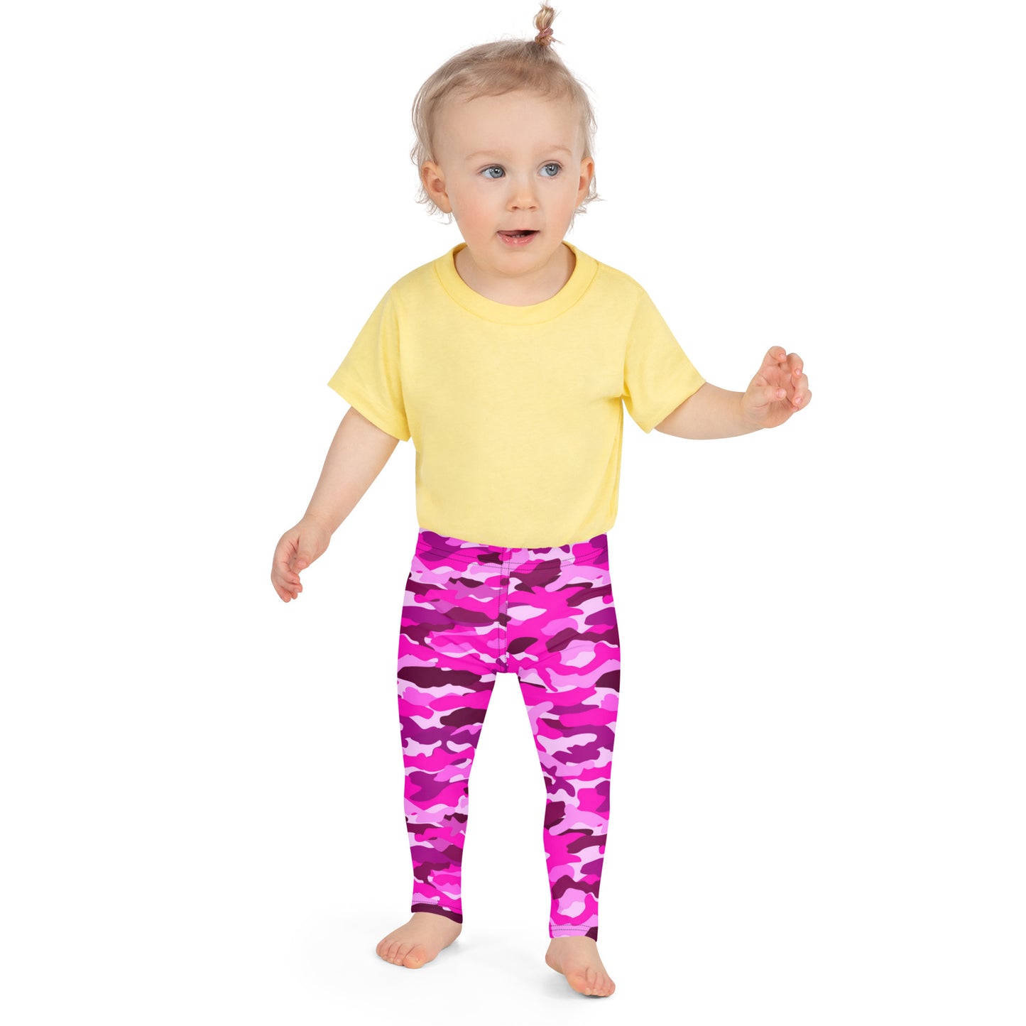 Kid's Leggings - Bright Pink Camouflage