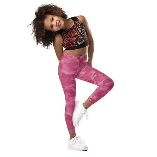 Kid's Leggings - Pink Pink Camouflage