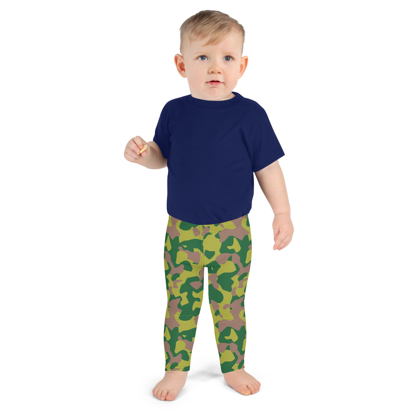 Kid's Leggings - Lime Green & Beige Camouflage