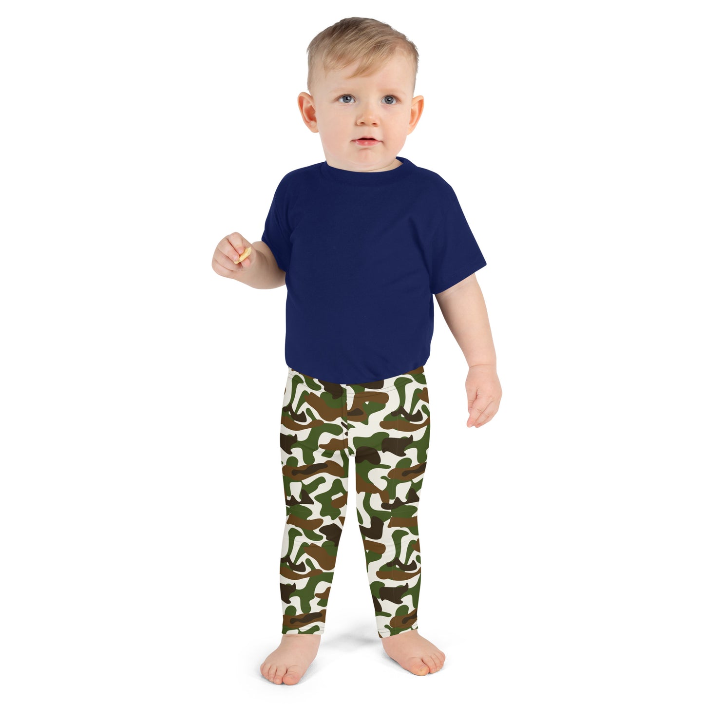 Kid's Leggings  - Beige Brown & White Camouflage