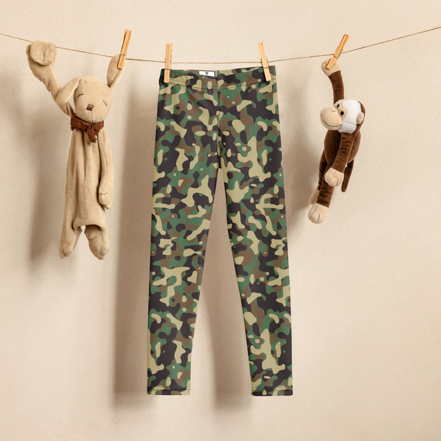 Kid's Leggings - Green & Tan Camouflage