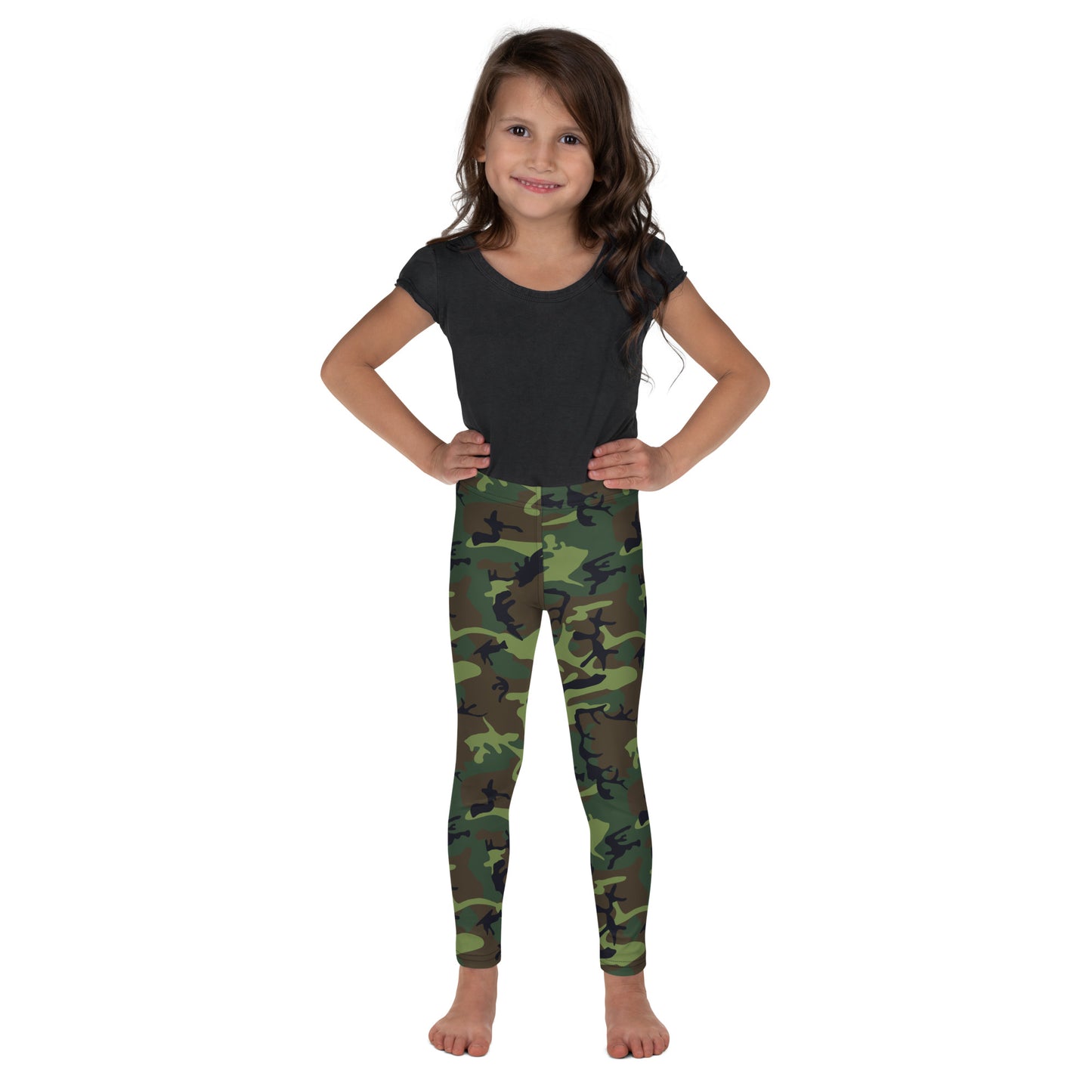 Kid's Leggings - Green Brown & Black Camouflage