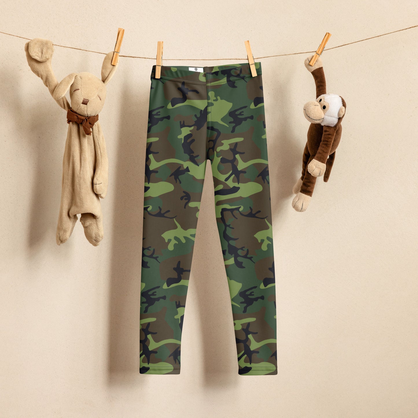 Kid's Leggings - Green Brown & Black Camouflage