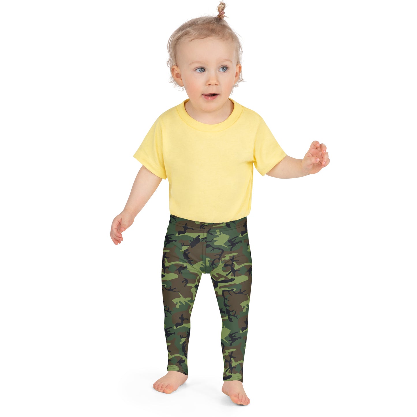 Kid's Leggings - Green Brown & Black Camouflage