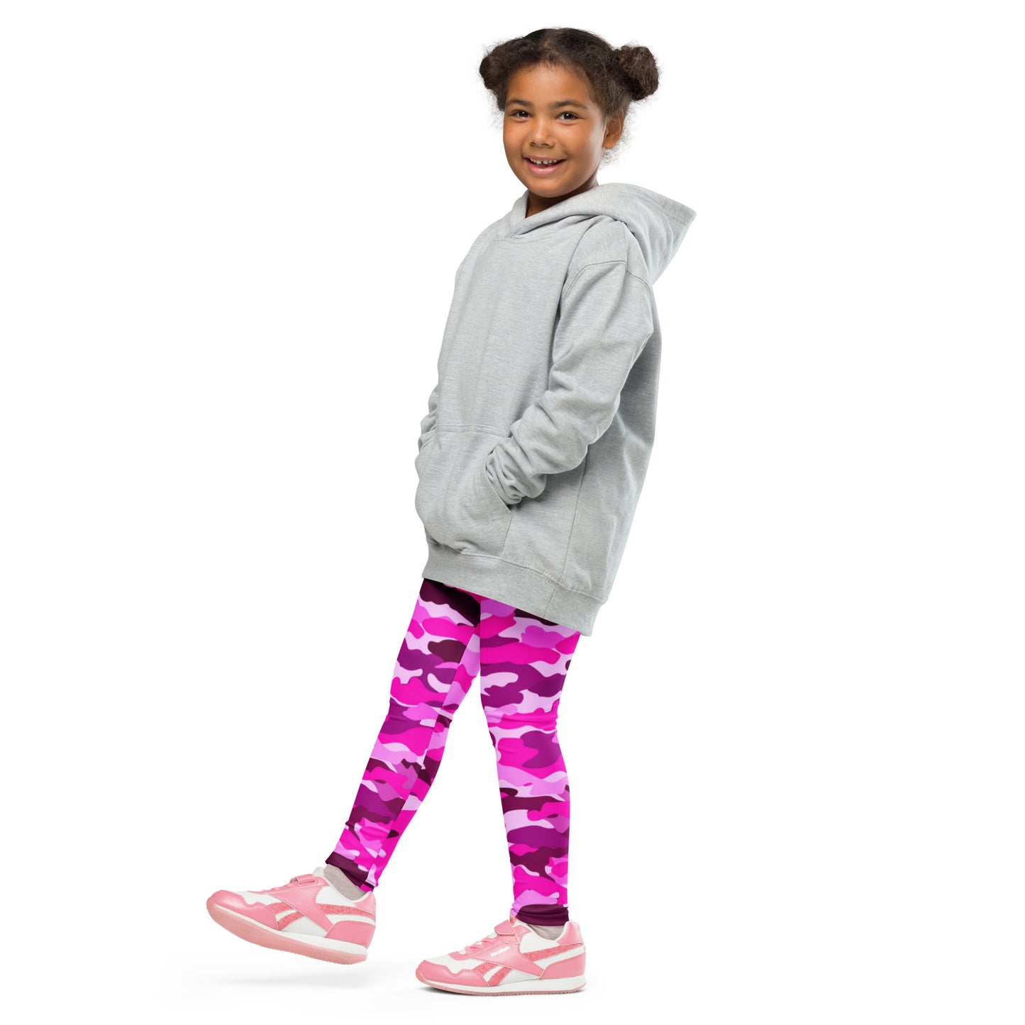 Kid's Leggings - Bright Pink Camouflage