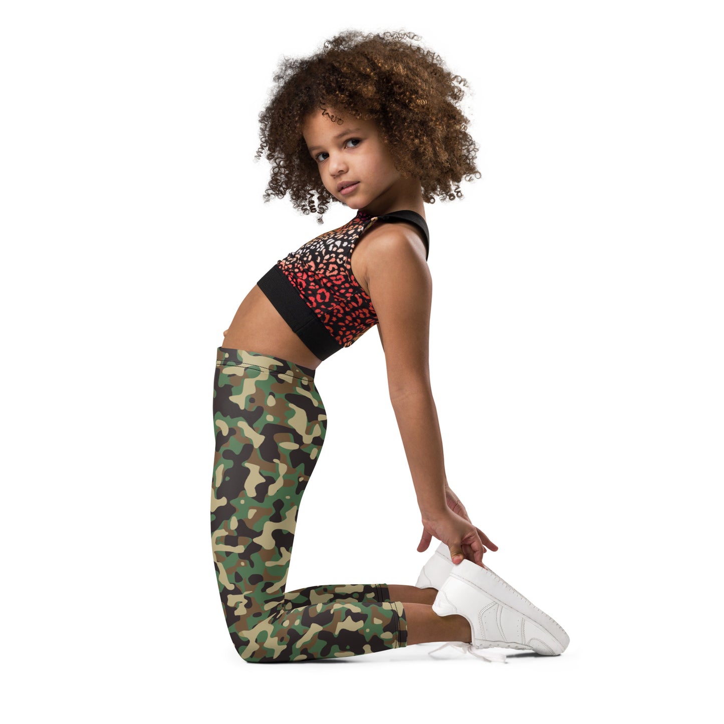 Kid's Leggings - Green & Tan Camouflage