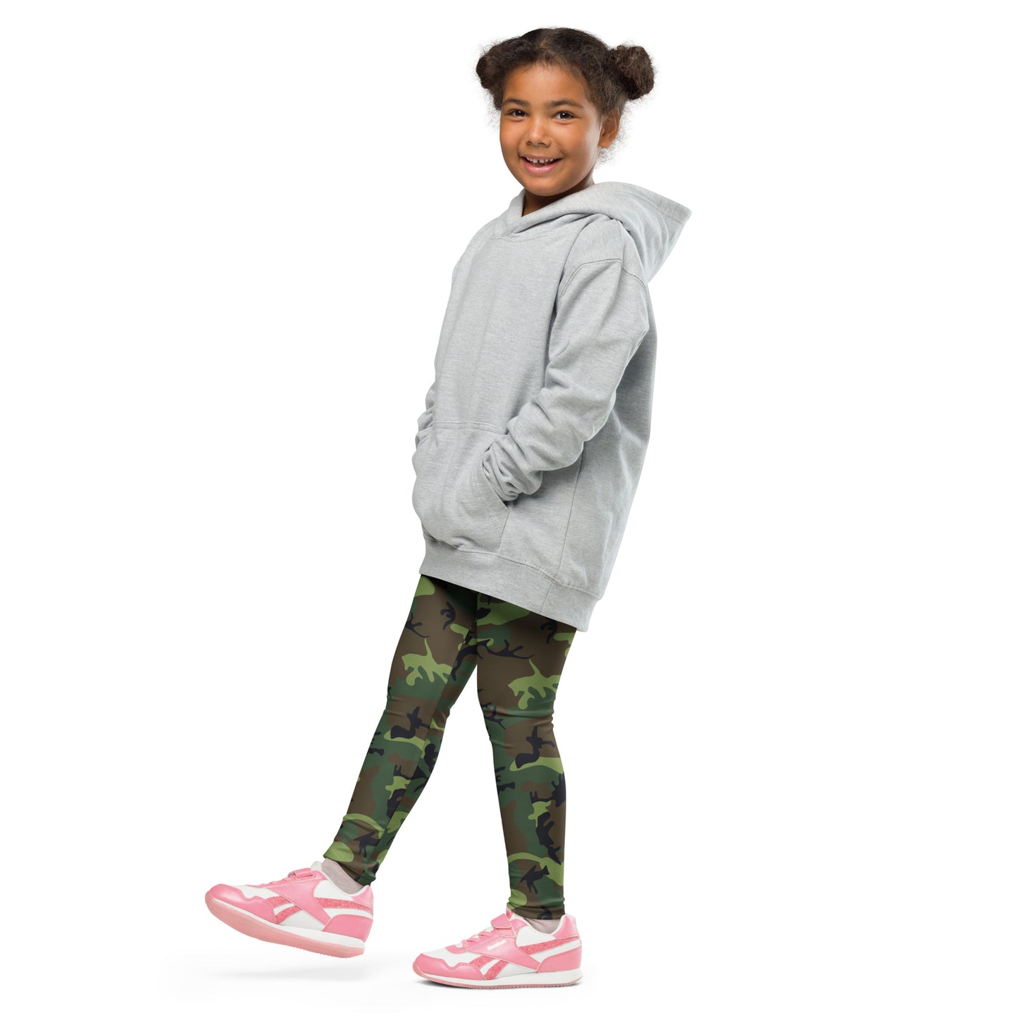 Kid's Leggings - Green Brown & Black Camouflage