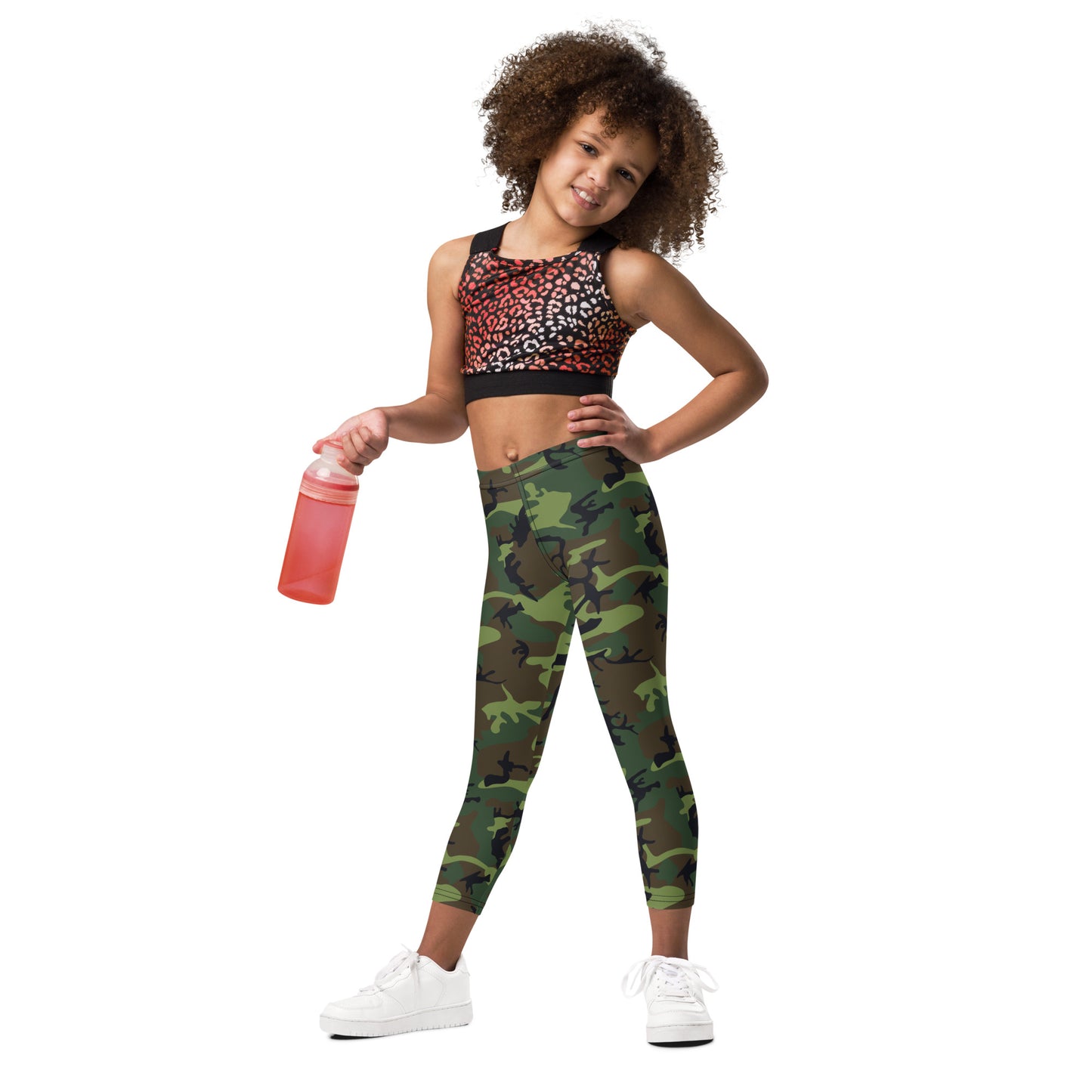 Kid's Leggings - Green Brown & Black Camouflage