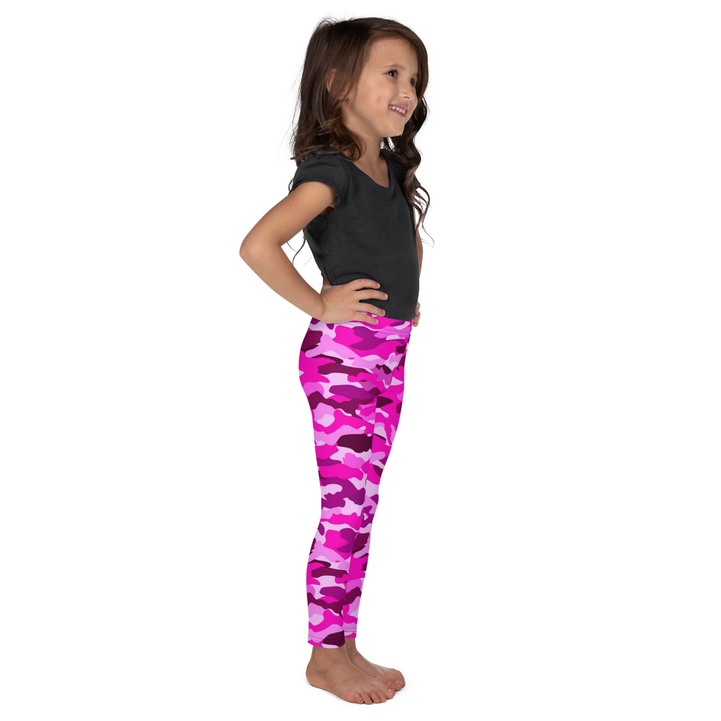 Kid's Leggings - Bright Pink Camouflage