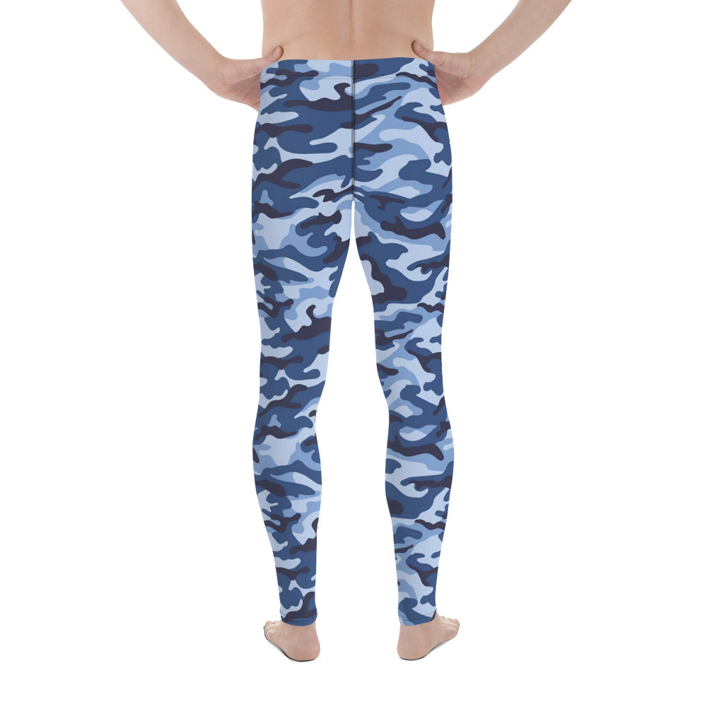 Men's Leggings - Blue & White Camouflage