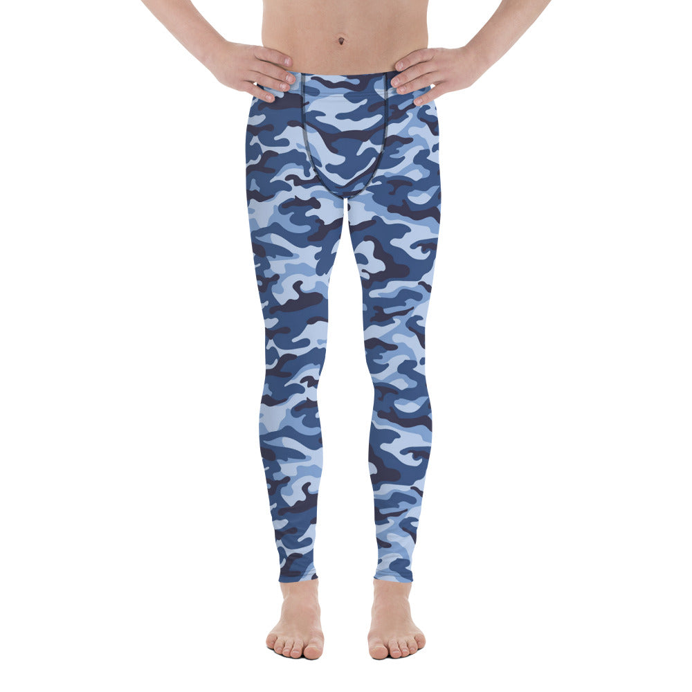 Men's Leggings - Blue & White Camouflage