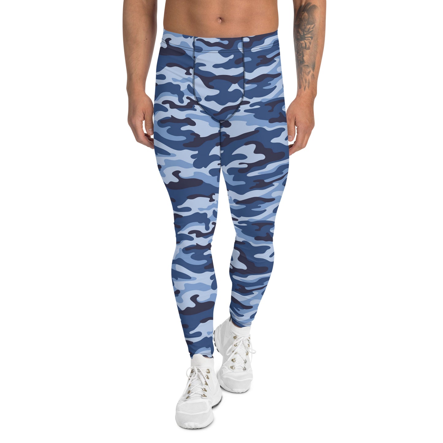 Men's Leggings - Blue & White Camouflage