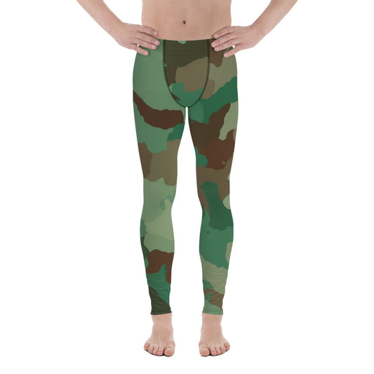 Men's Leggings - Green Beige & Brown Camouflage