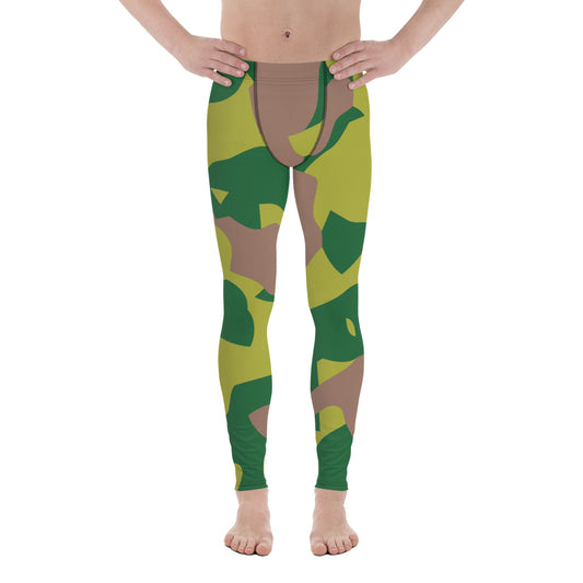 Men's Leggings - Lime Green Beige Camouflage