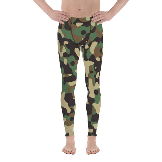 Men's Leggings - Green Brown & Black Camouflage