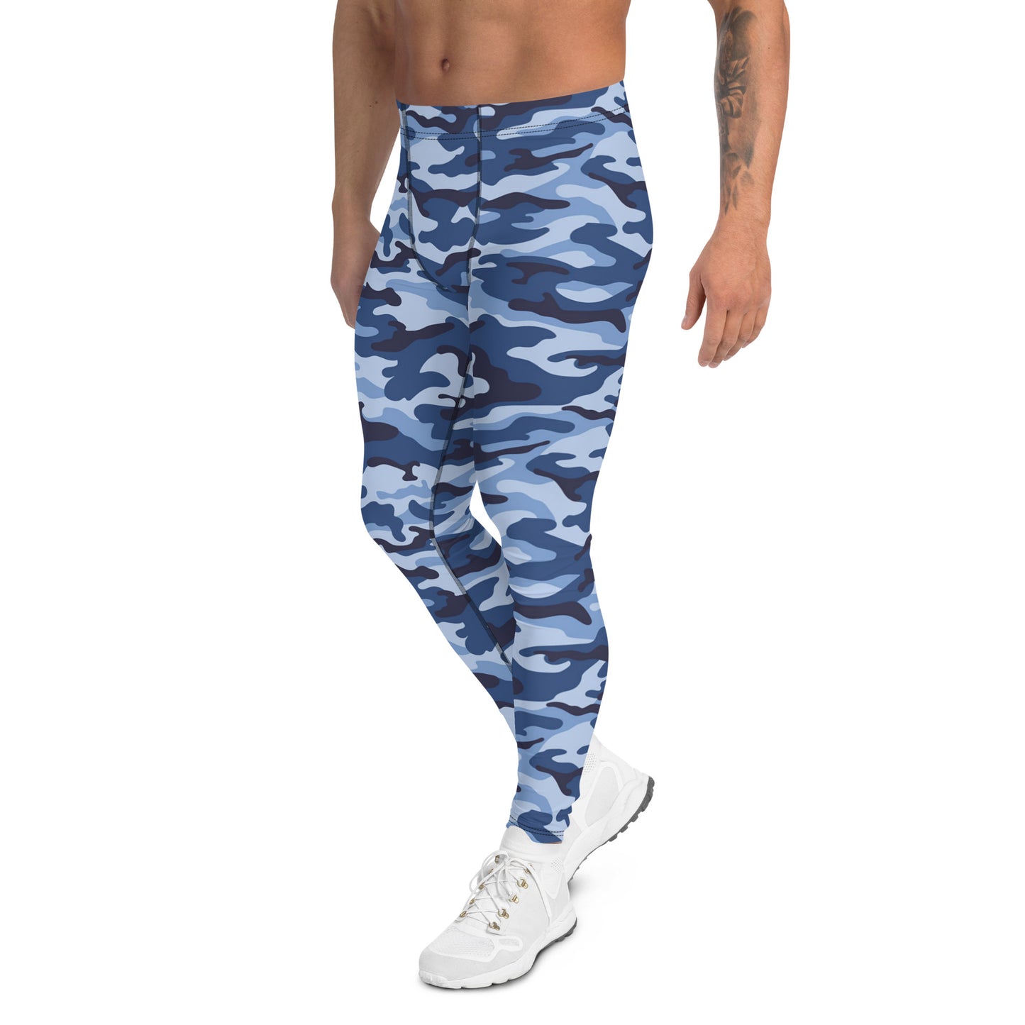 Men's Leggings - Blue & White Camouflage