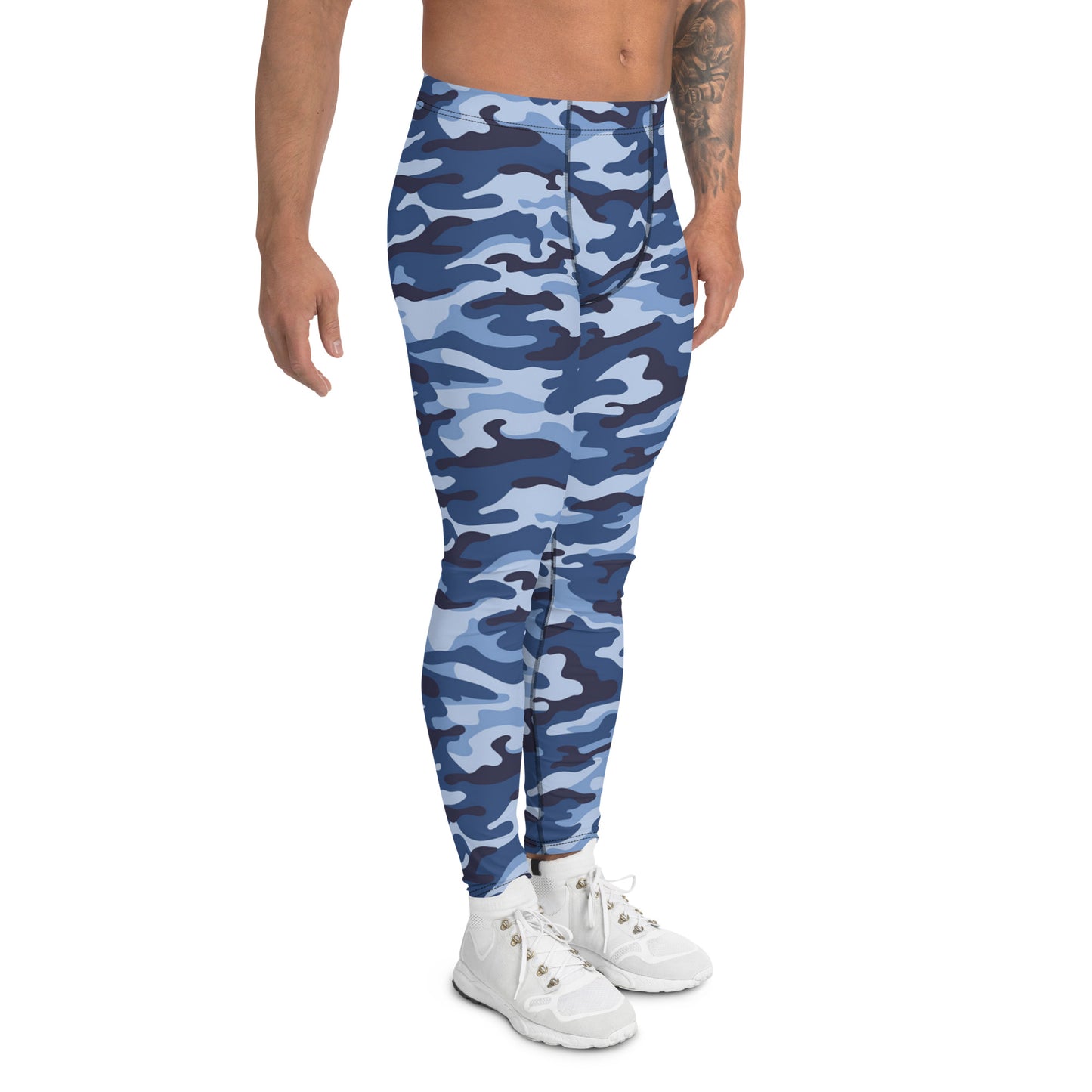 Men's Leggings - Blue & White Camouflage