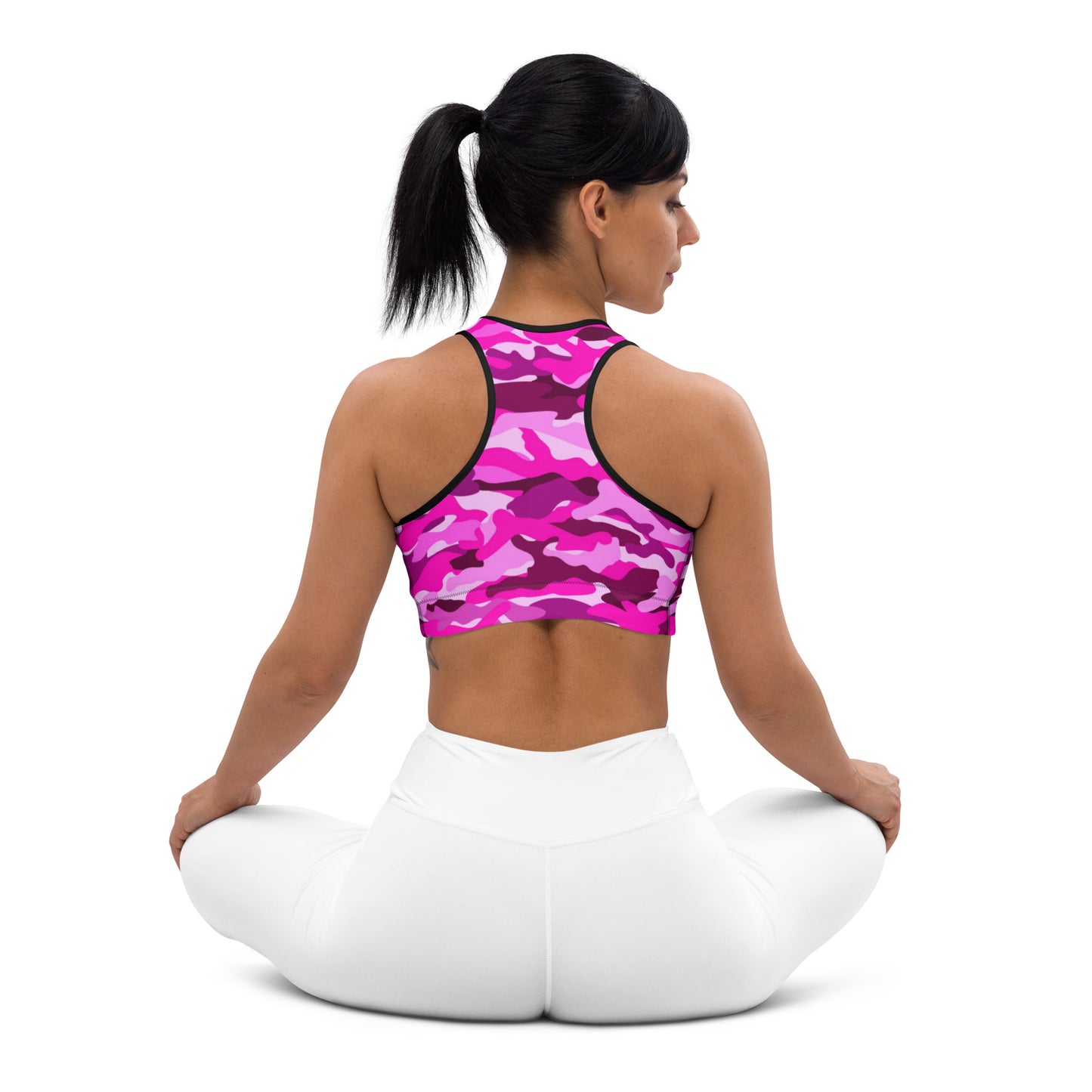 Padded Sports Bra - Bright Pink Camouflage