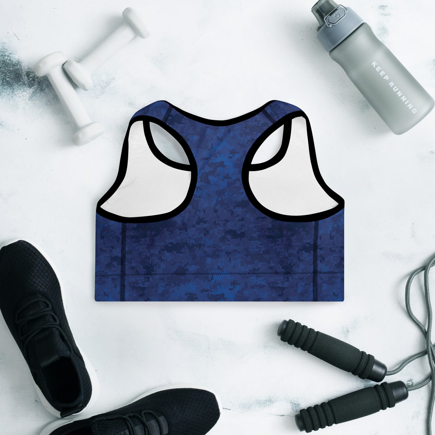 Padded Sports Bra - Navy Camouflage