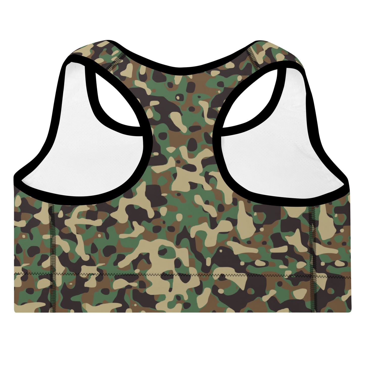 Padded Sports Bra -  Brown Green & Tan Camouflage