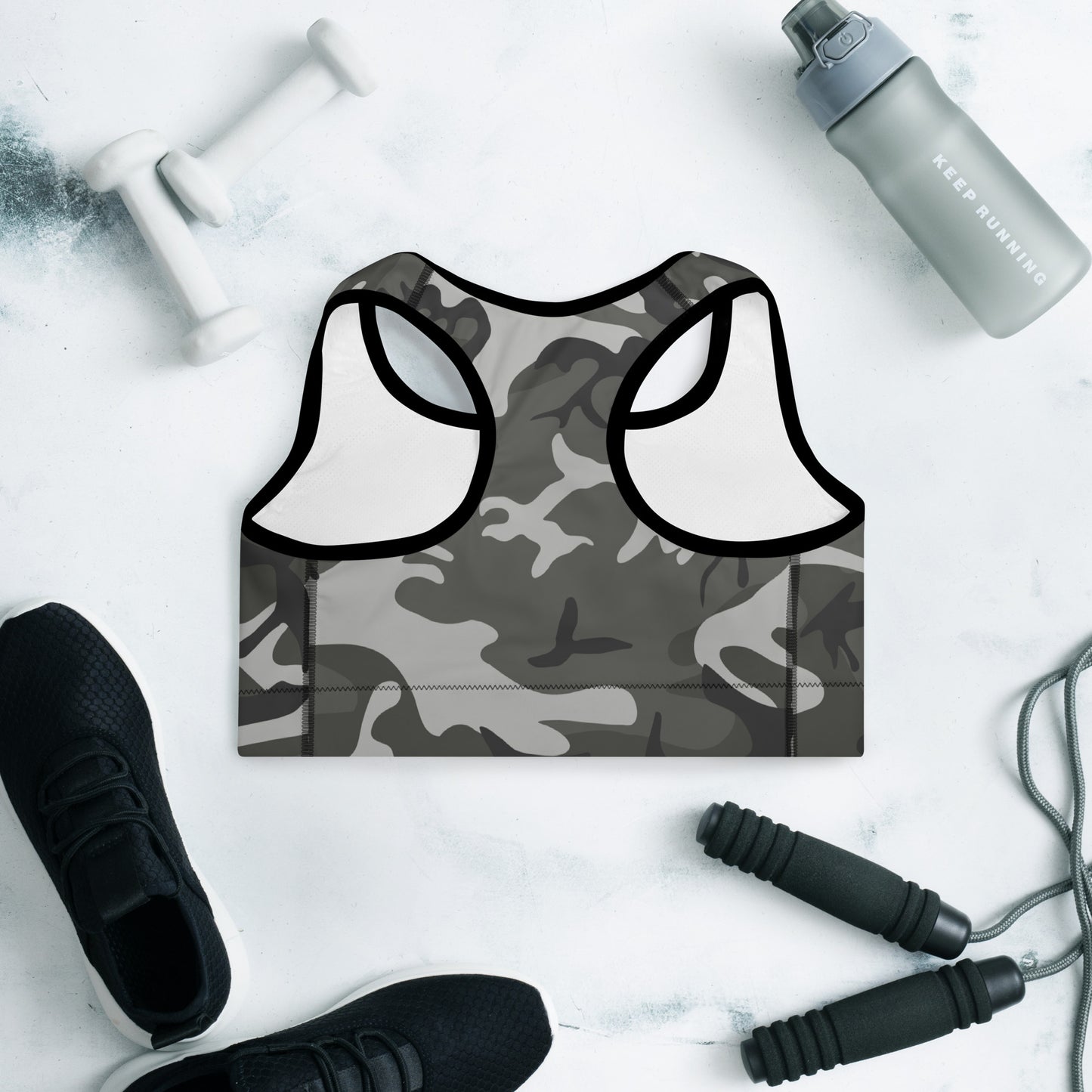 Padded Sports Bra Shades of Green Camouflage