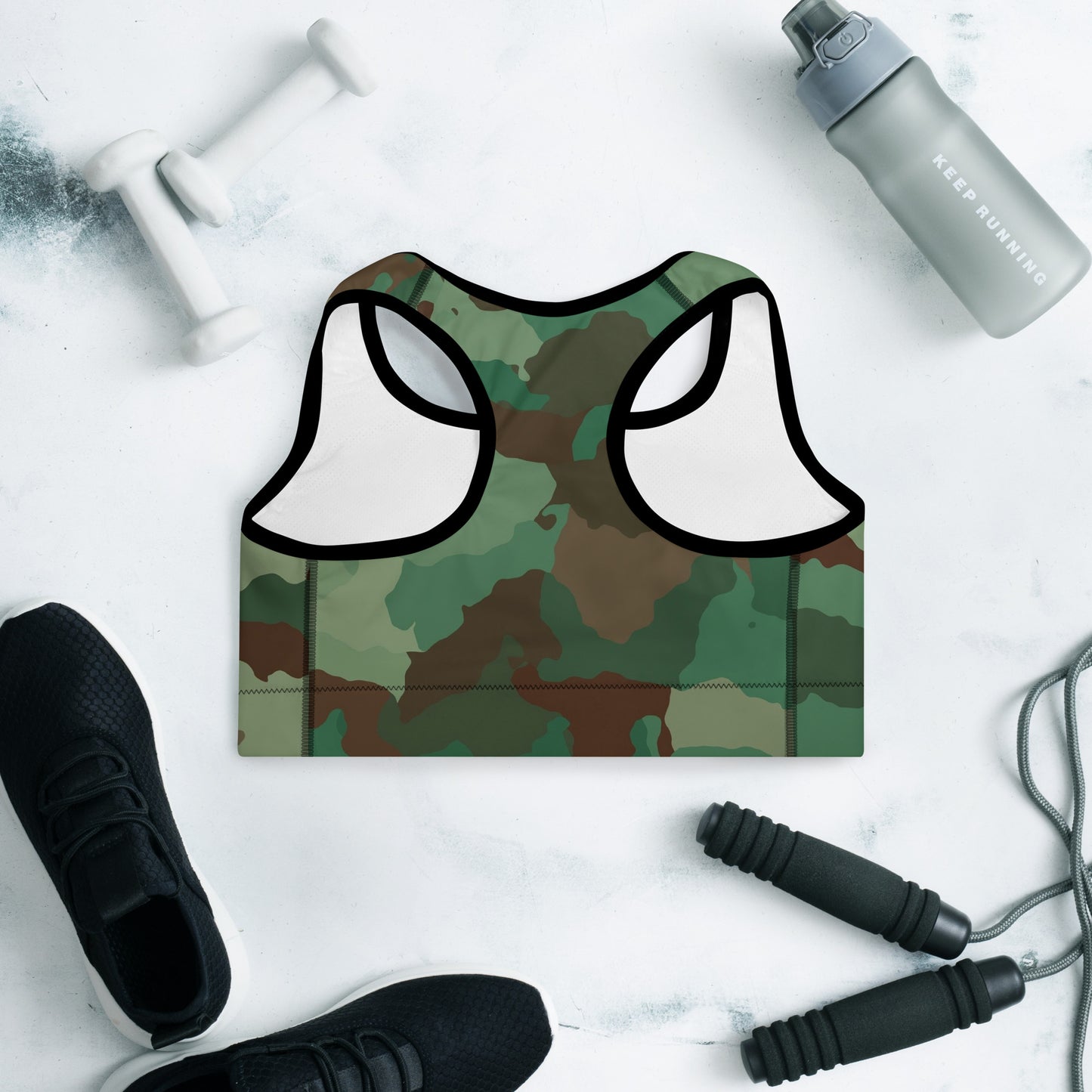 Padded Sports Bra - Greens & Browns Camouflage