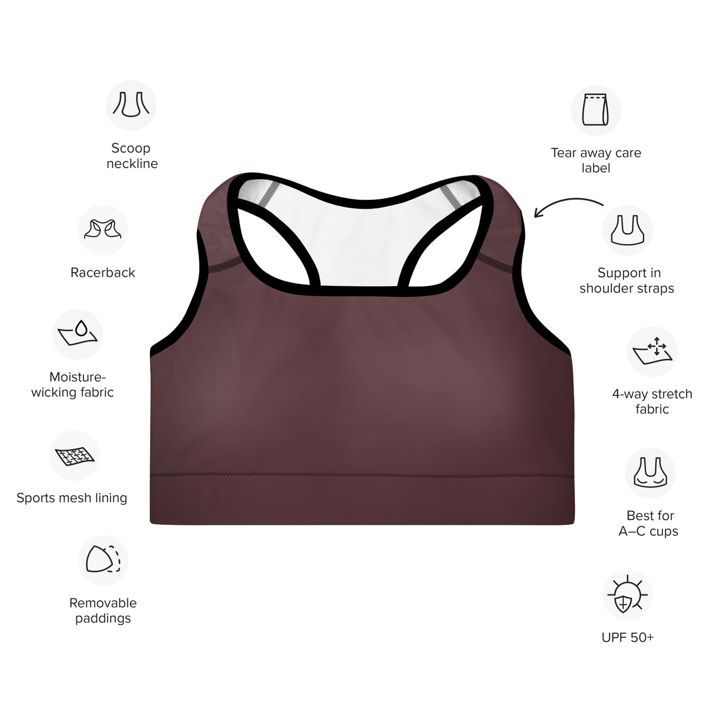 Padded Sports Bra - Cab Sav