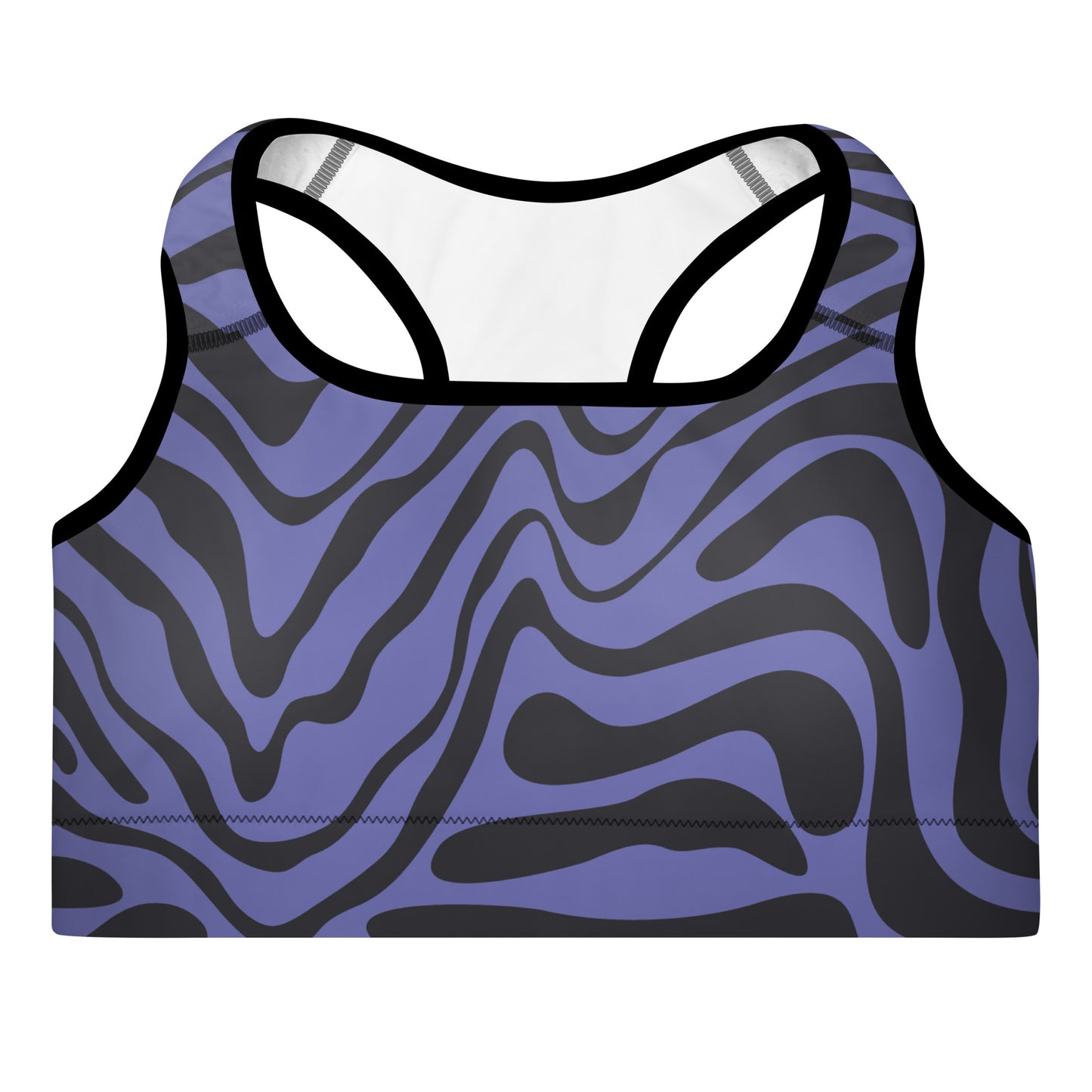 Padded Sports Bra - Purple Black Waves