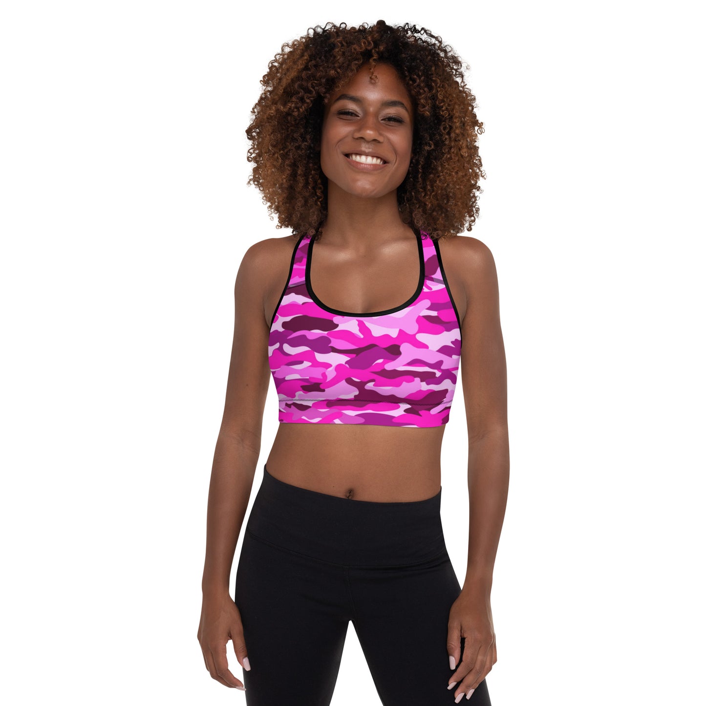 Padded Sports Bra - Bright Pink Camouflage