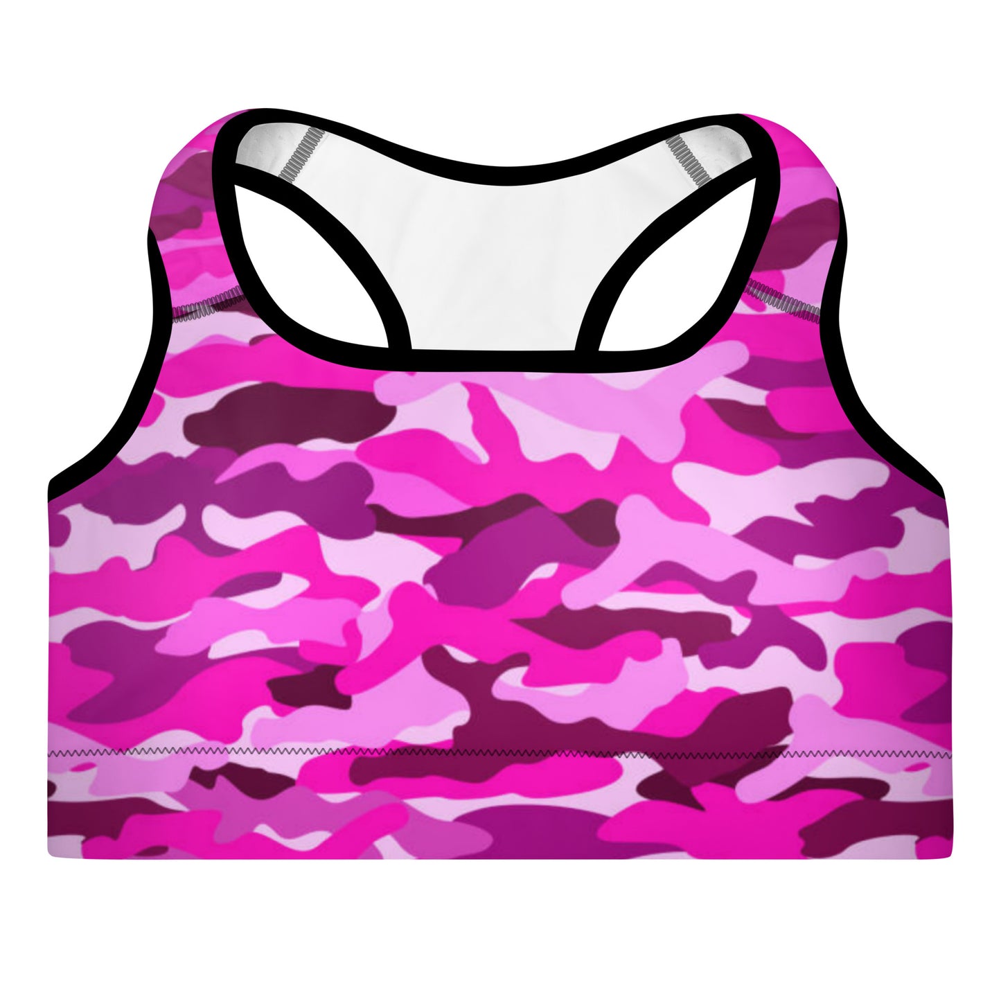 Padded Sports Bra - Bright Pink Camouflage