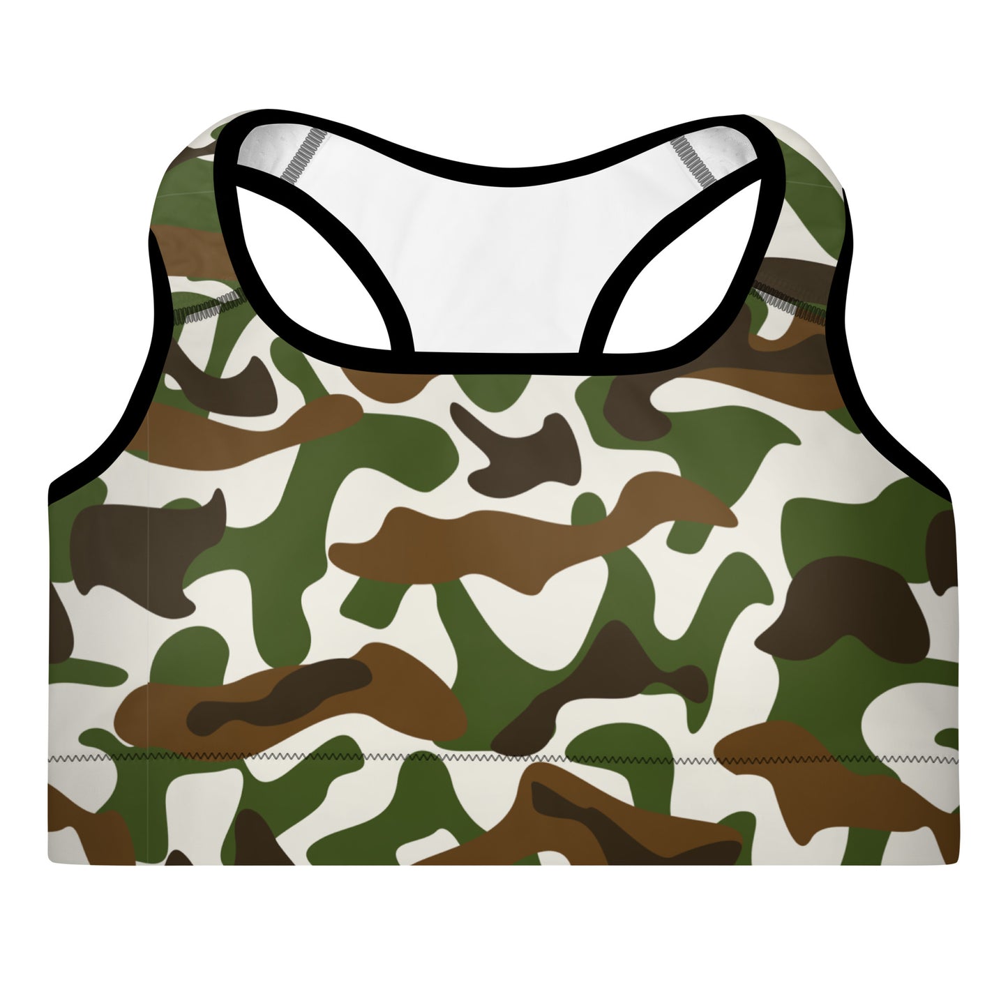 Padded Sports Bra - Beige Brown & White camouflage