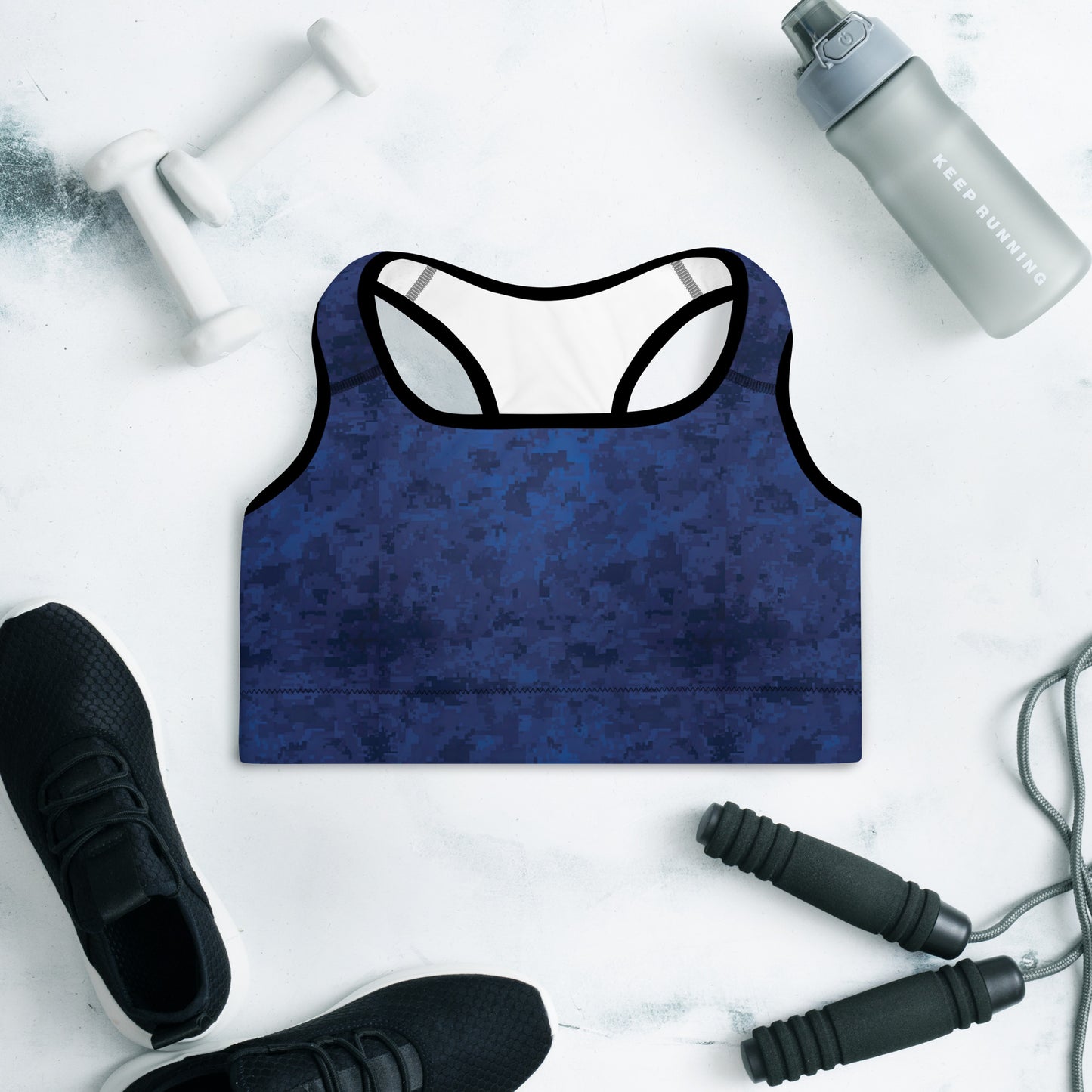 Padded Sports Bra - Navy Camouflage