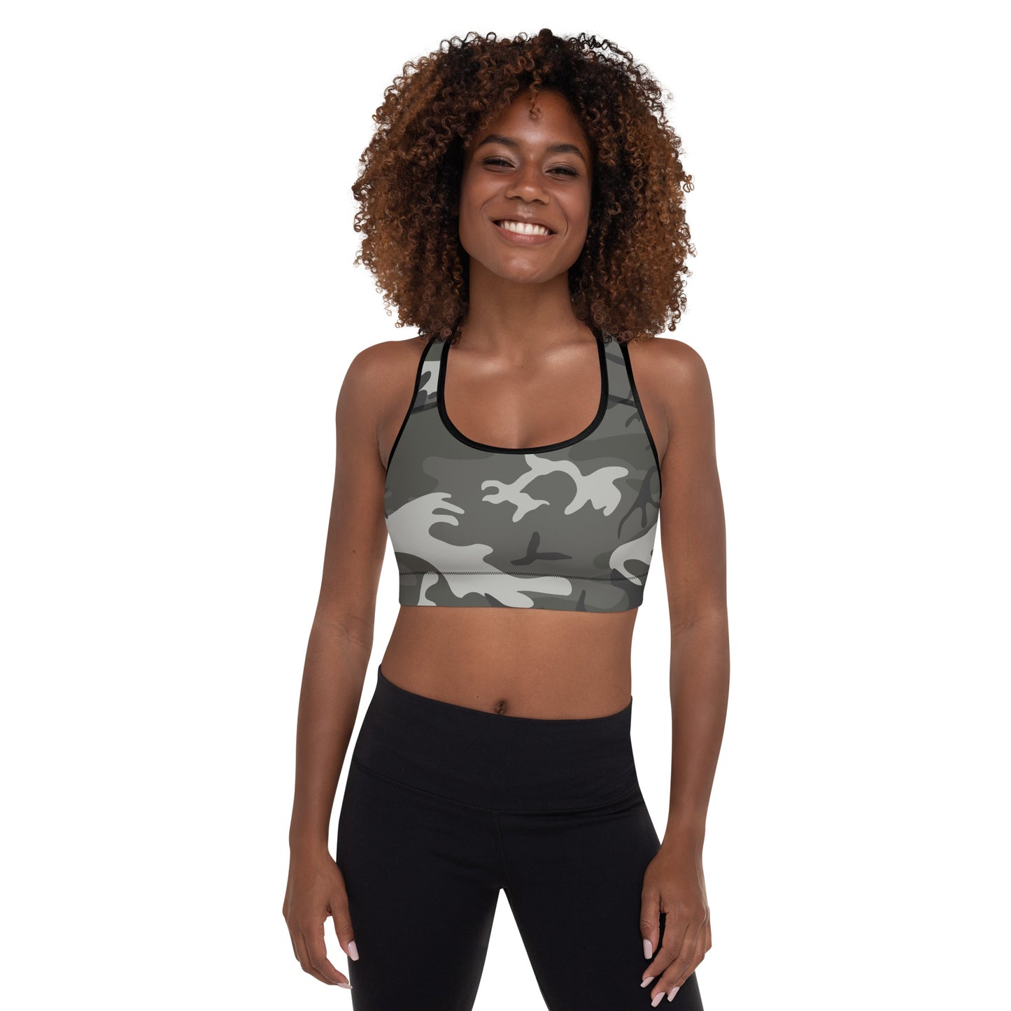 Padded Sports Bra Shades of Green Camouflage