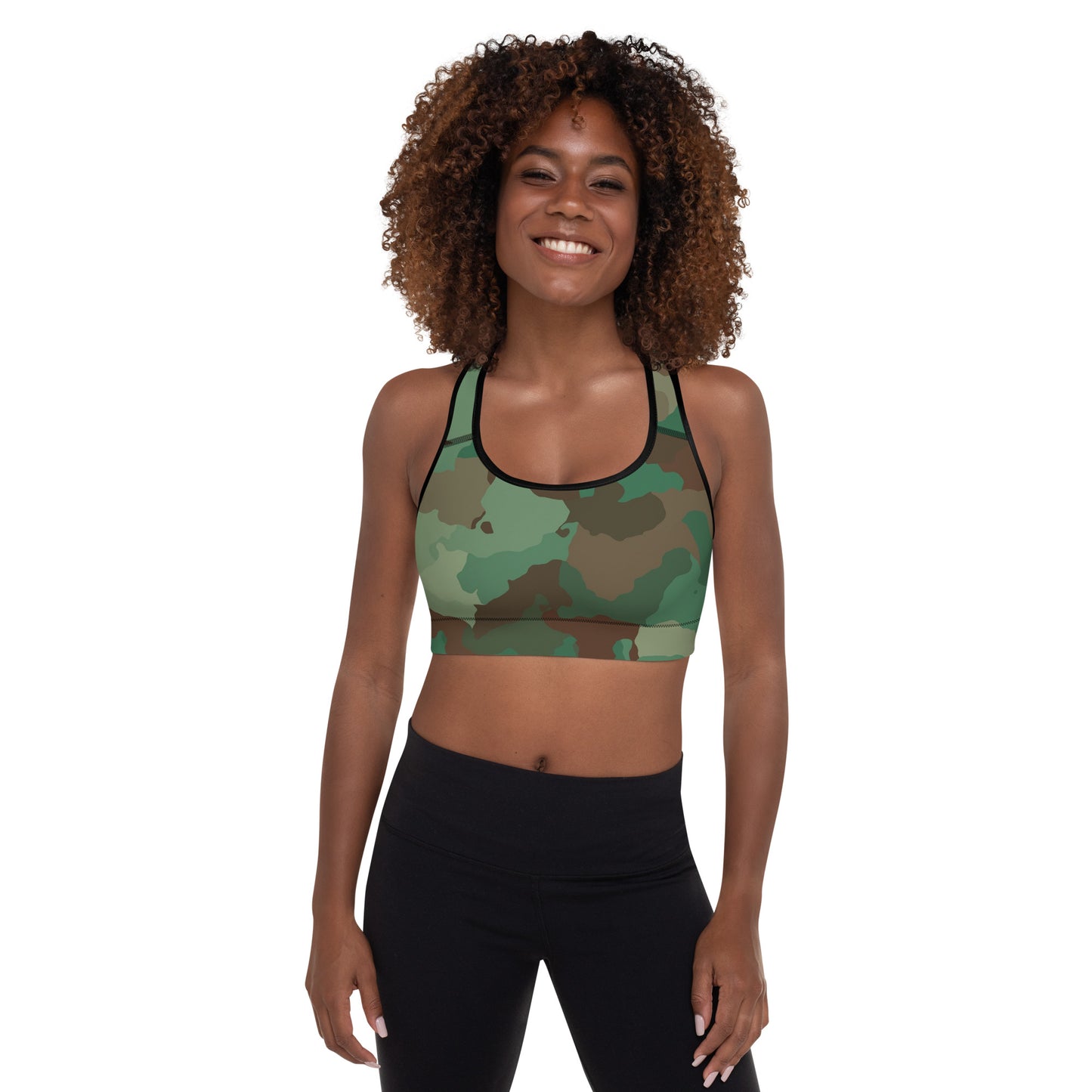 Padded Sports Bra - Greens & Browns Camouflage