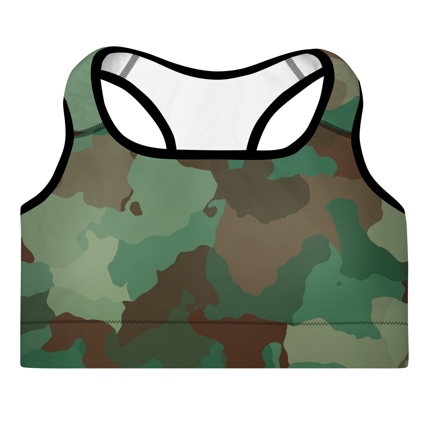 Padded Sports Bra - Greens & Browns Camouflage