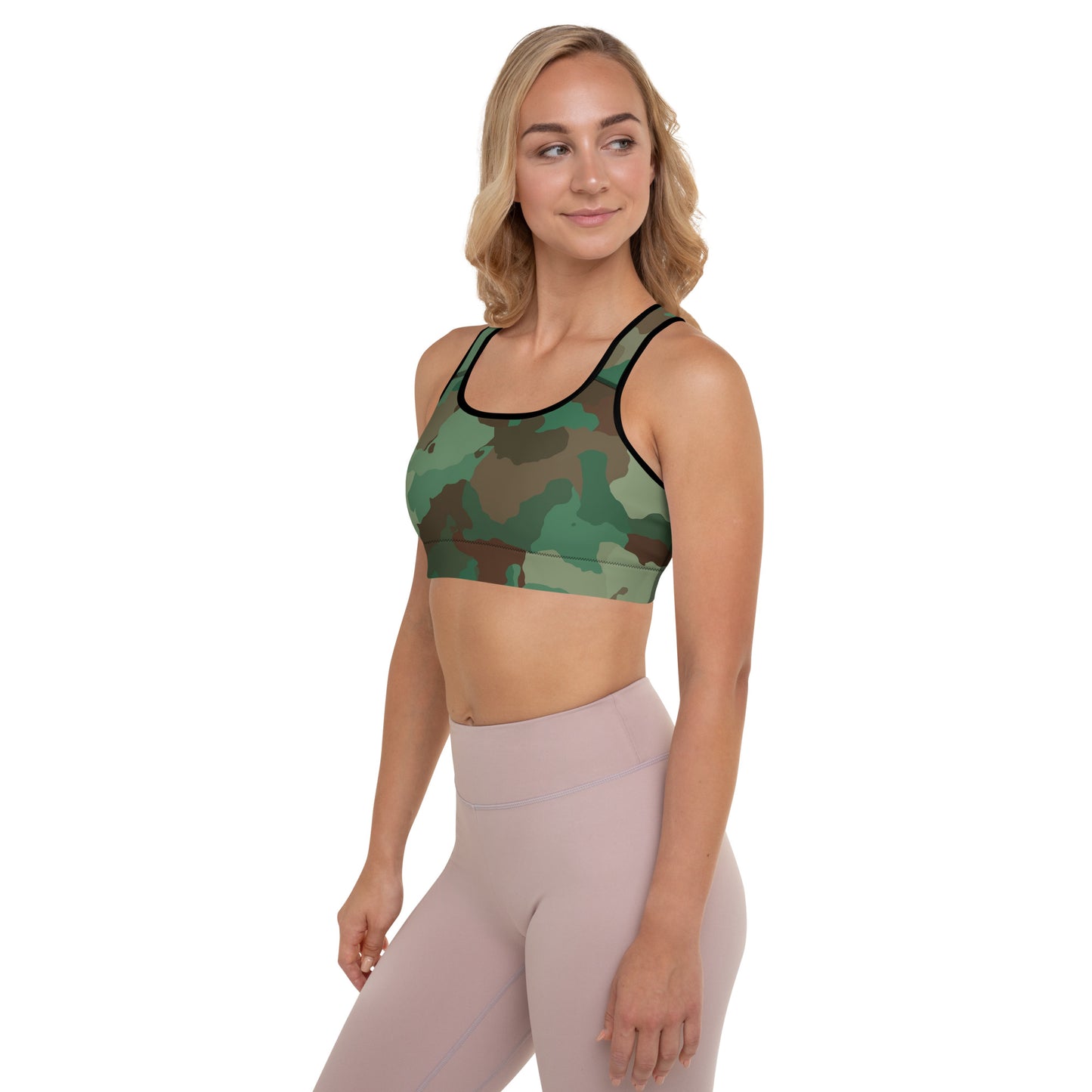 Padded Sports Bra - Greens & Browns Camouflage