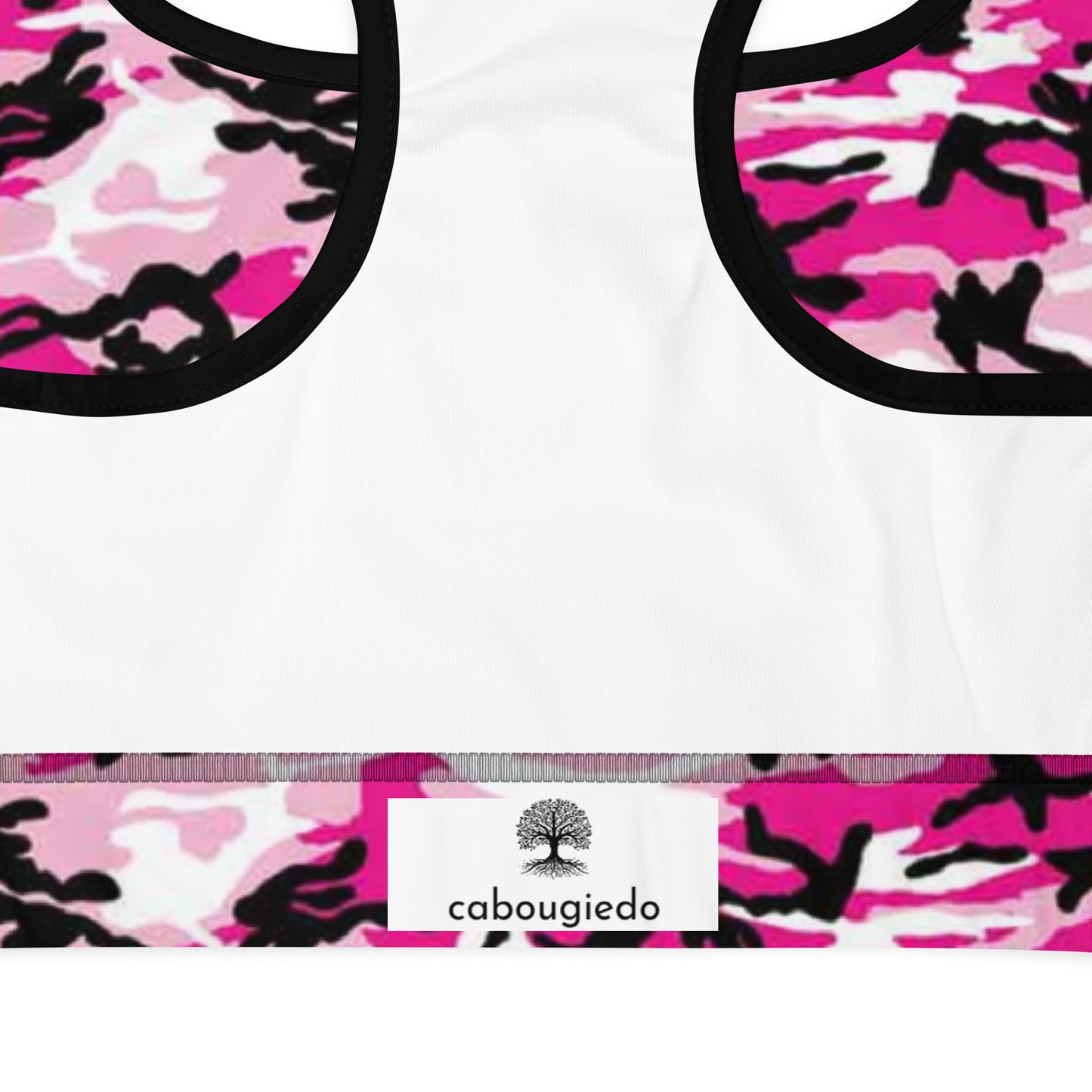 Padded Sports Bra - Pink White & Black Camouflage