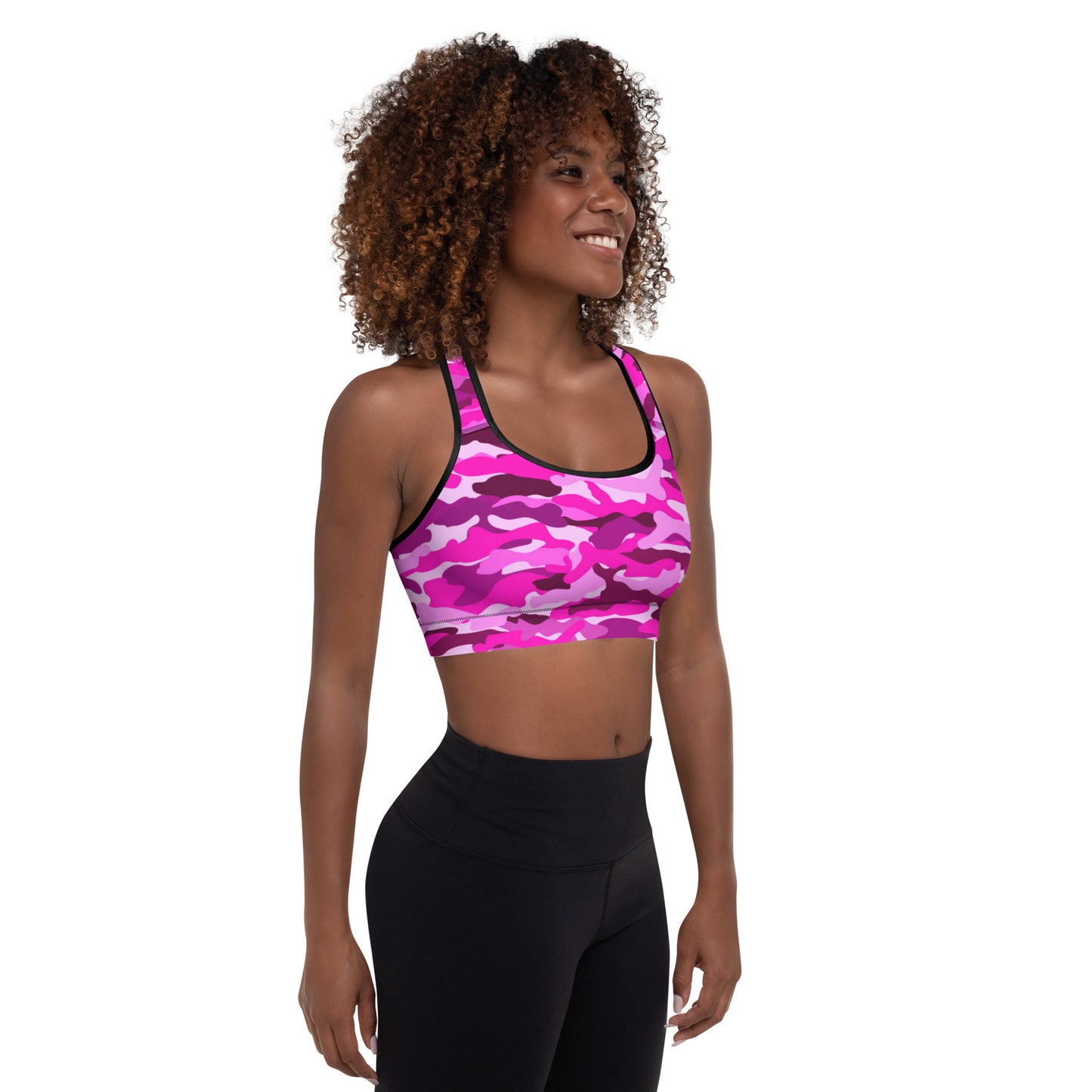 Padded Sports Bra - Bright Pink Camouflage