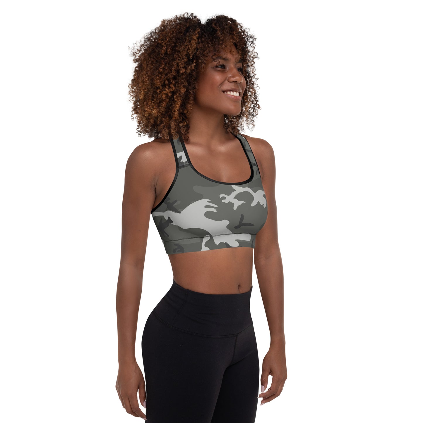 Padded Sports Bra Shades of Green Camouflage