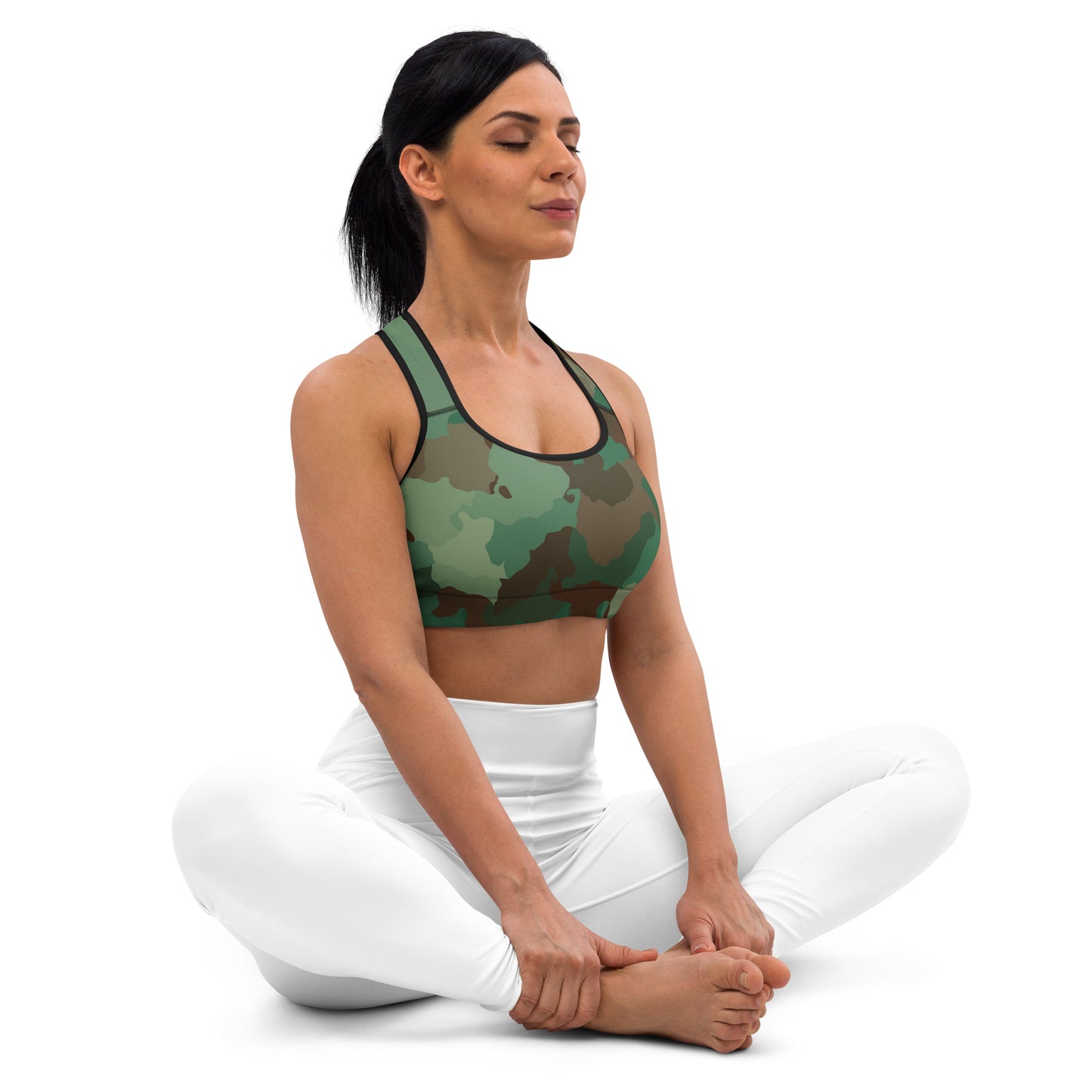 Padded Sports Bra - Greens & Browns Camouflage