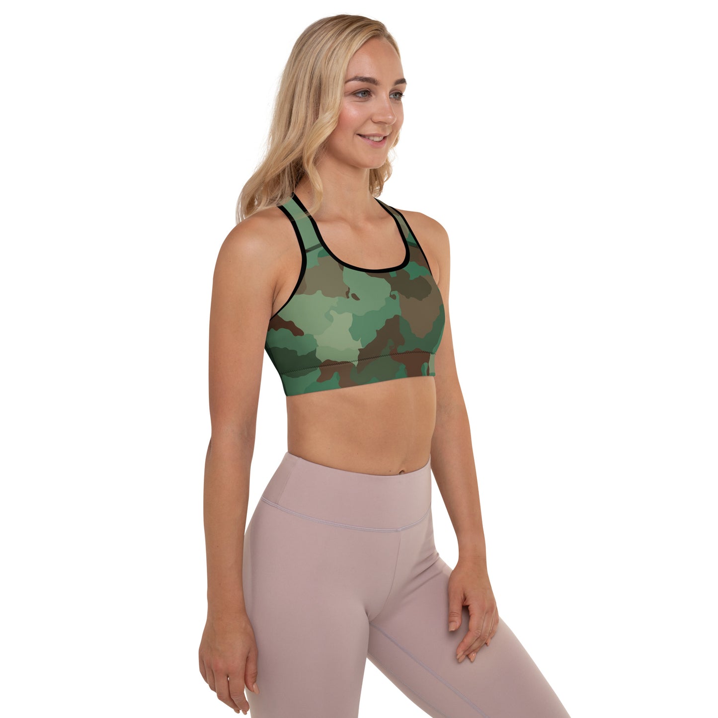 Padded Sports Bra - Greens & Browns Camouflage