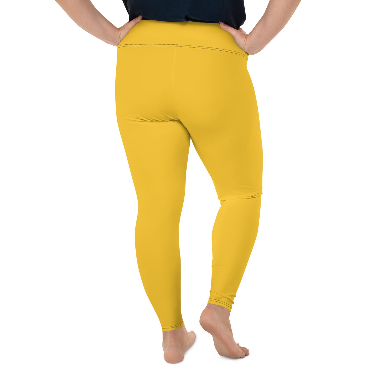 All-Over Print Plus Size Leggings - Yellow