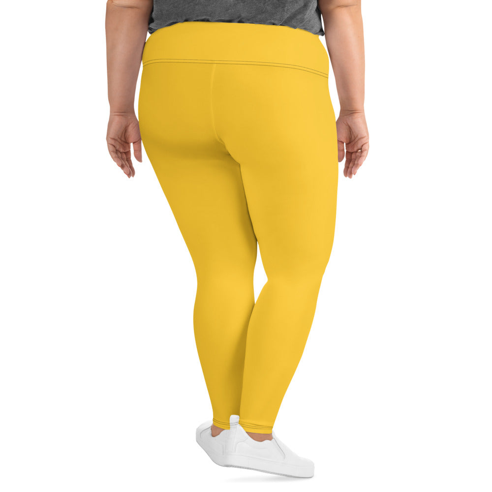 All-Over Print Plus Size Leggings - Yellow