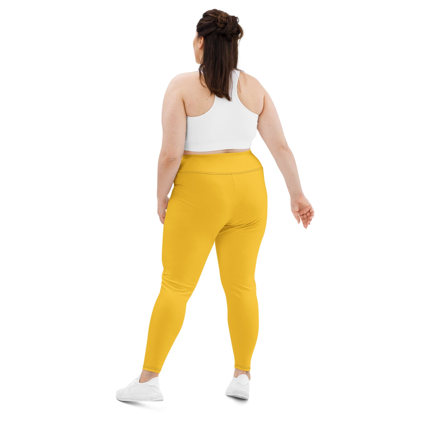 All-Over Print Plus Size Leggings - Yellow