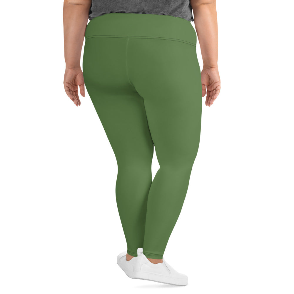 All-Over Print Plus Size Leggings - Fem Green