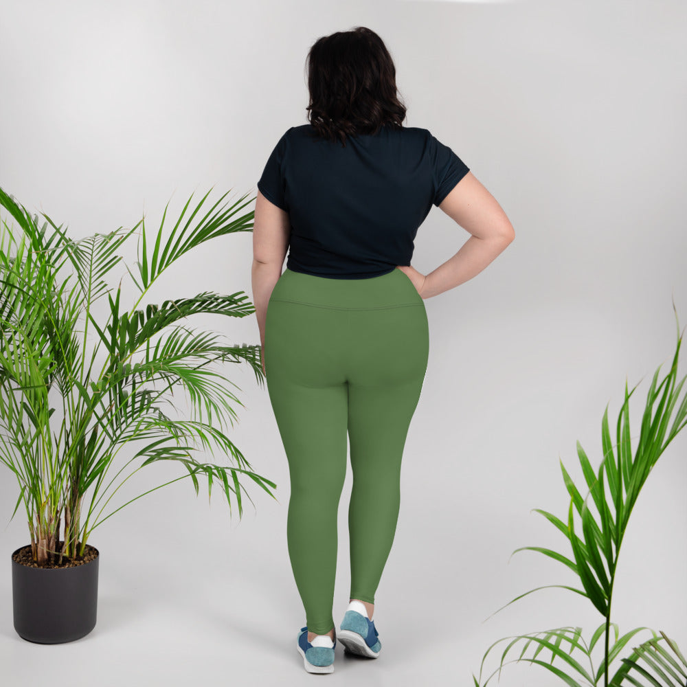 All-Over Print Plus Size Leggings - Fem Green