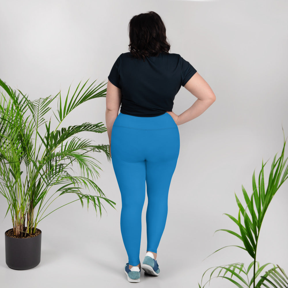 All-Over Print Plus Size Leggings - Royal Blue